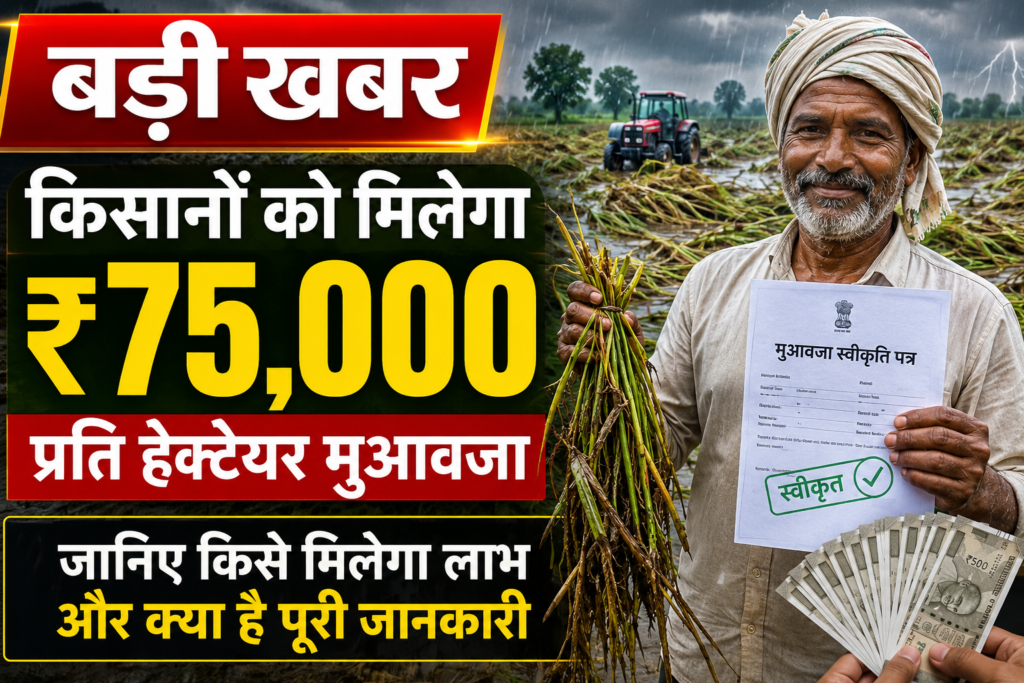 बड़ी खबर: किसानों को मिलेगा 75 हजार रुपये प्रति हेक्टेयर मुआवजा, जानिए किसे मिलेगा लाभ और क्या है पूरी जानकारी